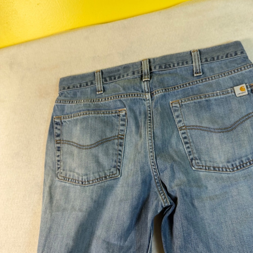 Carhartt‎ Relaxed Fit Distressed Light Wash Denim Jeans 33x32 Mens Blue thrashed